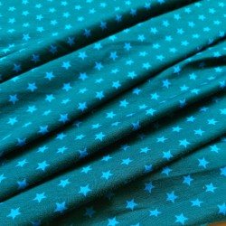 Jersey coton étoiles turquoise
