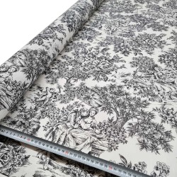 Tissu enduit toile de jouy noir
