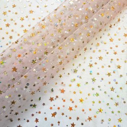 Tulle étoiles hologramme rose/or