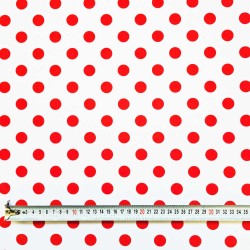 Lycra imprimée Pois Flamenca blanc pois rouges