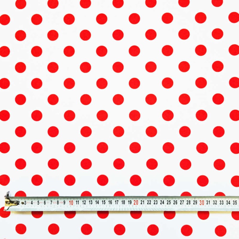 Lycra imprimée Pois Flamenca blanc pois rouges