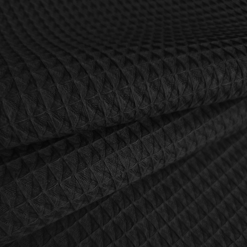 Tissu gauffré |noir au mètre