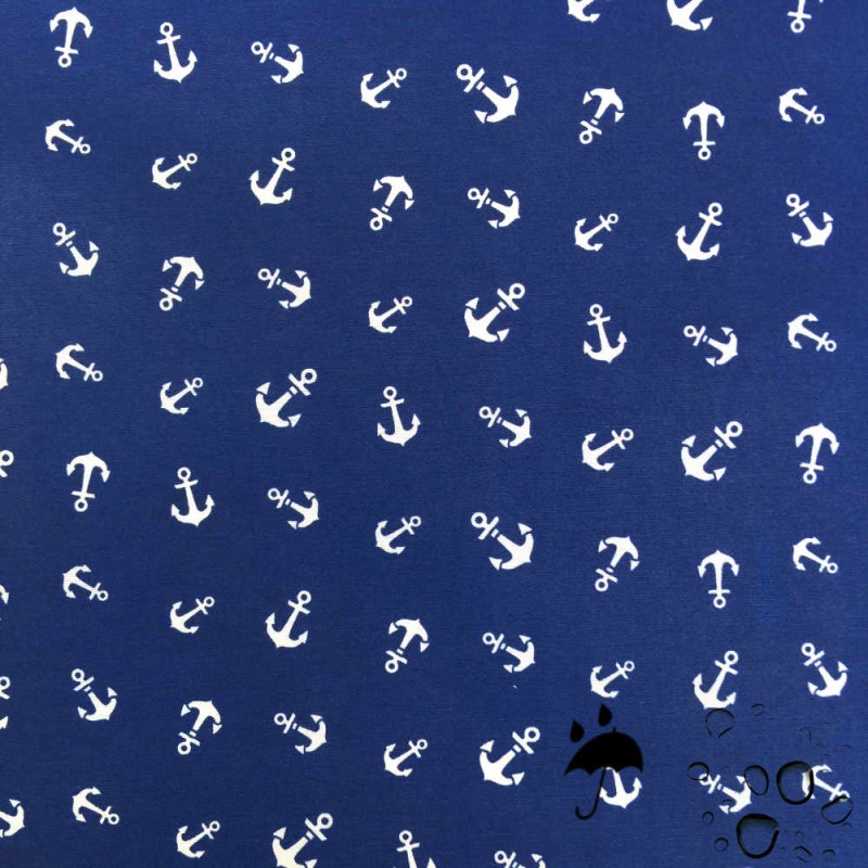 Tissu enduit imprimé au mètre | 6,95 € | ancres marines