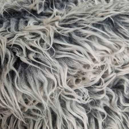 Fausse fourrure poil long bicolor gris