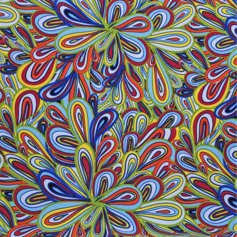 Burlington imprimé de fleurs psychédéliques aux couleurs vives, orange, vert, bleu...