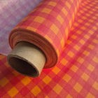 Tissu enduit Vichy orange au mètre
