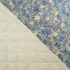 Matelassé de coton, fleur et unis tons bleu et ivoire